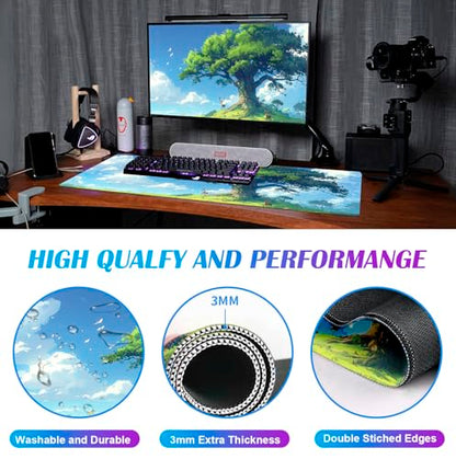 Large Green Plant Outdoor Landscape Office Desk Pad, Computer Mouse Pad | The Surface Of The Mouse Pad Is Designed With Fiber Woven Material, And The Base Is Made Of Natural Anti Slip Rubber. - color: Outdoor Landscape