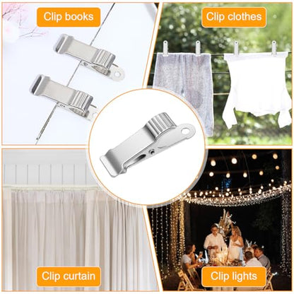 22Pcs Small Metal Clips, Stainless Steel Alligator Clips for Crafts, Oven Safe Clip for Baking Pan, Mini Clamps Backdrop Clip for Office Paper Hanging Lights（Silver）