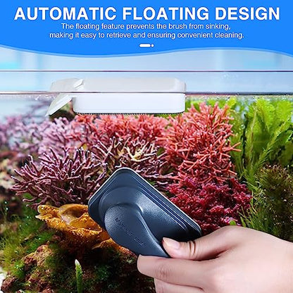 fishkeeper Aquarium Strong Magnetic Glass Cleaner Brush, Fish Tank Algae Magnet Cleaning Tool with 2 Detachable Scrapers, Mag Float Scrubber for 0.2 Inch Glass and Acrylic Tanks - size: Small for Glass Thickness：1/8"-1/5"