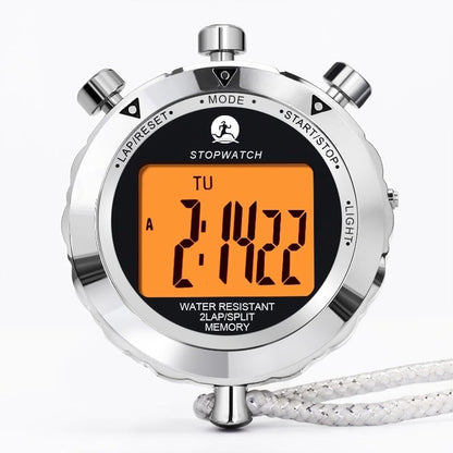Stopwatch Timer, Digital Stop Watch with 0.01second & 0.001second Timing, Metal 10/100/400 Laps Memory, Rolilink Large dispaly Alarm Clock for Coach Sports Running Marathon - color: 2 Lap With Backlight-metal