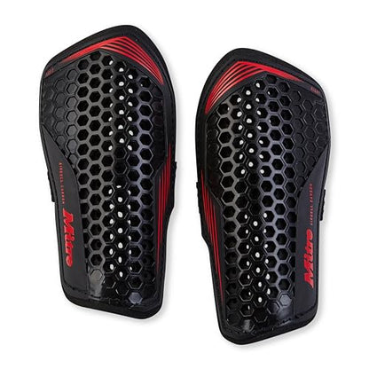 Mitre Unisex Soccer Shin Guards - color: Aircell Carbon Slip Black/Red, size: Small