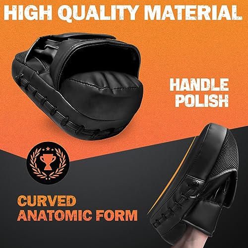 Boxing Pads Punching Mitts for Muay Thai,Punching,Sparring,Training - color: Black/Black