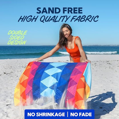 SUN NINJA Quick Dry Towel, Microfiber Beach Towel 63x32in, Triangle - color: Triangle