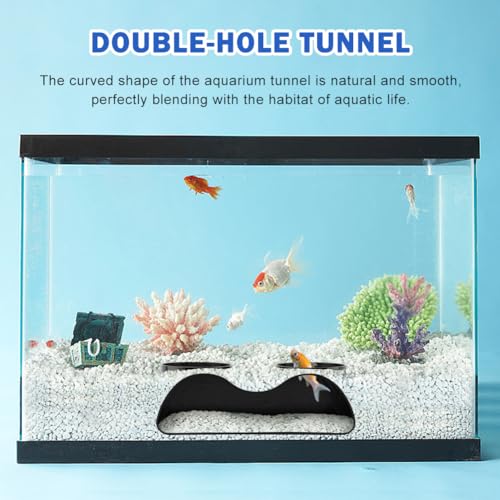 Aquarium Underground Tunnel Cave Two Hole Viewing Fish & Shrimp Under Gravel Tunnel Fish Tank Decor Decoration Hideout Interest with Simple Design