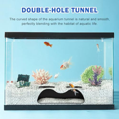 Aquarium Underground Tunnel Cave Two Hole Viewing Fish & Shrimp Under Gravel Tunnel Fish Tank Decor Decoration Hideout Interest with Simple Design