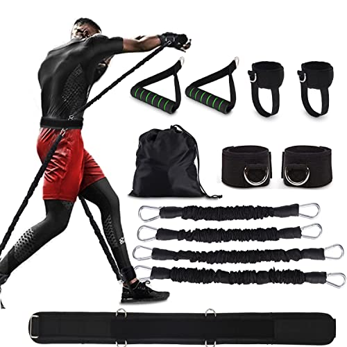 Boxing Resistance Bands MMA Boxing Training Equipment Gear with Handles/Ankle Cuff/Belt for Men,Shadow Boxing Accessories for Kicks Full Body Fitness Exercise Workout to Enhance - style: 12pcs-200LB