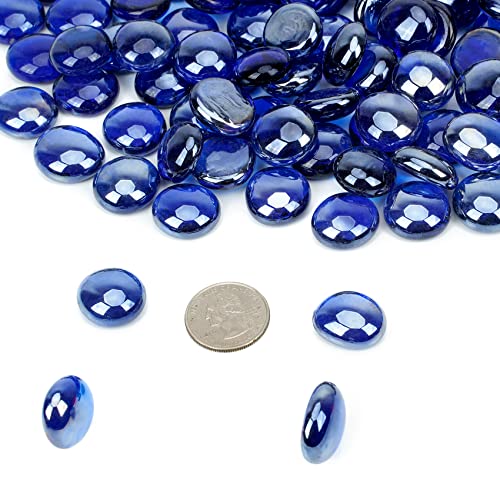 OnlyFire Fire Pit Glass Rocks 10 lbs, High Luster Fire Glass Beads 1/2 Inch, Tempered Glass Marbles for Propane/Natural Gas Fire Pit, Fireplace, Multicolor & Blends Available - color: Royal Cobalt Blue