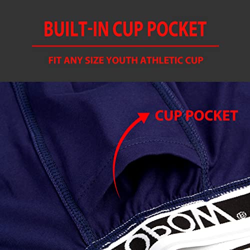 KOOPOW Youth Boys Compression Shorts with Soft Protective Athletic Cup - color: 0204-blue(2-pack), size: X-Small