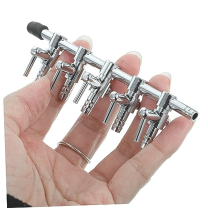 Stainless Steel Distributor with Flow Control Lever Way Splitter Tap for Aquarium Air Pump Easy Operation Compatible with Tubing Silver Finish