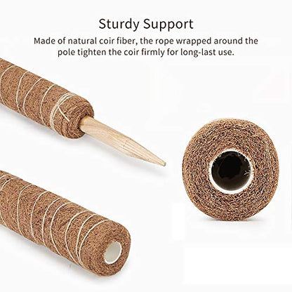 30 Inch Moss Pole for Climbing Plants - 2 Pack 15 Inch Coir Totem Pole Plant Support with 65 Feet Garden Twist Tie for Monstera and Potted Plants to Grow Upwards…