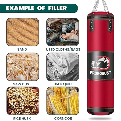 Punching Bag for Adults, Red 4ft Oxford Heavy Boxing Bag Set with 12 oz Gloves for MMA Kickboxing Boxing Karate Home Gym Training (Unfilled)