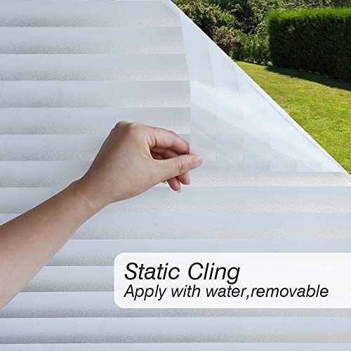 Privacy Window Film, Non Adhesive White Strips Window Sticker,Faux Shutter Blinds Looking Static Cling Glass Covering for Home Office Security Protection UV Blocking (11.8x78.7 inches) - size: 11.8x78.7 inches