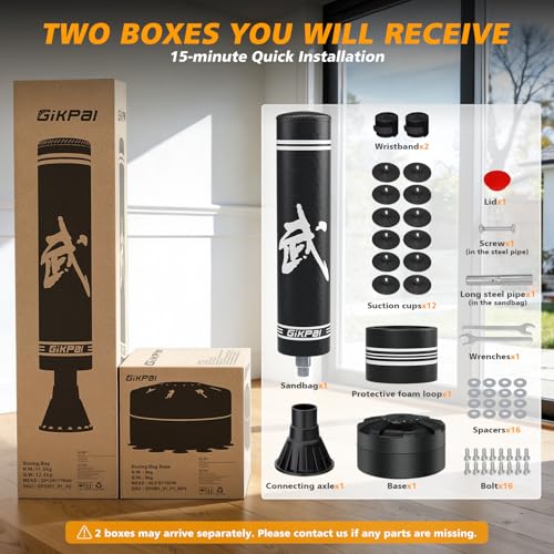 GIKPAL Freestanding Punching Bag for Adults, Heavy Boxing Bag with Stand - color: White (Hand Wrap)