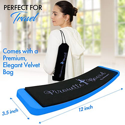 Turning Board for Dancers, Cheerleaders, Gymnasts, Ice Skaters | Improve Turns, Balance & Stability — Ballet Pirouette Trainer, Figure Skating & Gymnastics Practice Board - color: Blue with Bag