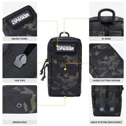 EXCELLENT ELITE SPANKER Tactical MOLLE Pouch EDC Utility Pouches Gadget Organizer Phone Holder Waist Bag Tool Pouch - color: Multicam Black