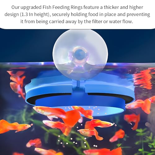 2Pcs Thicken Fish Feeding Rings Blue Mixed Shape Floating Food Feeder Circle with Suction Cup for Fishes Tank Aquarium Turtle Betta Goldfish Small Fish Feeding Accessories Duckweed Ring