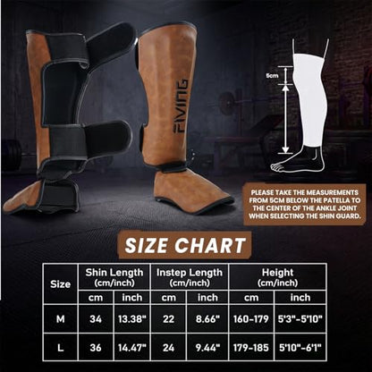 Retro Style Muay Thai Shin Guards,for Men Women - color: Light Brown, size: Medium