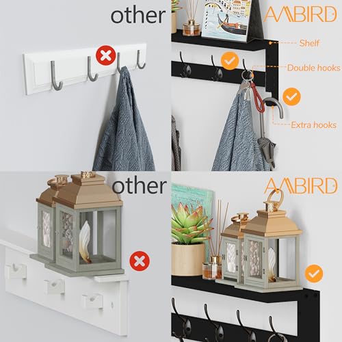 AMBIRD Coat Rack Wall Mount with Shelf, 28.9 Inches Coat Hooks Wall Mounted with 5 Hooks, Hat Wall Hooks for Hanging in Entryway, Living Room, Bathroom, Bedroom (Black, 28.9 * 4.5 inches) - color: Black, size: 5 Hooks 28.9" L
