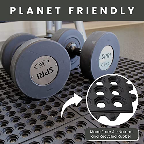 Envelor Interlocking Rubber Floor Tiles with Drainage Holes Anti Fatigue Garage Floor Mat Non Slip Wet Area Mat for Bar, Kitchen, Restaurant, Outdoor, Modular Snap Together 4-Pack, 36 x 36 inches - size: 36 x 36 Inches, 4 Pack