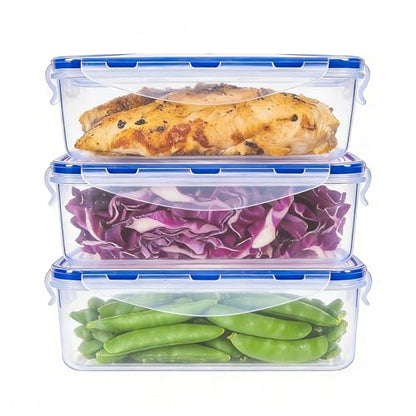 KIGI Food Storage Containers, 4 Sided Locking Lids, Airtight, Leak-Proof & Stackable, Ideal for Meal Prep, Lunch & Leftovers, Microwave & Dishwasher Safe, BPA-Free Plastic, 38 oz, 4.8 Cup, 6 Piece Set