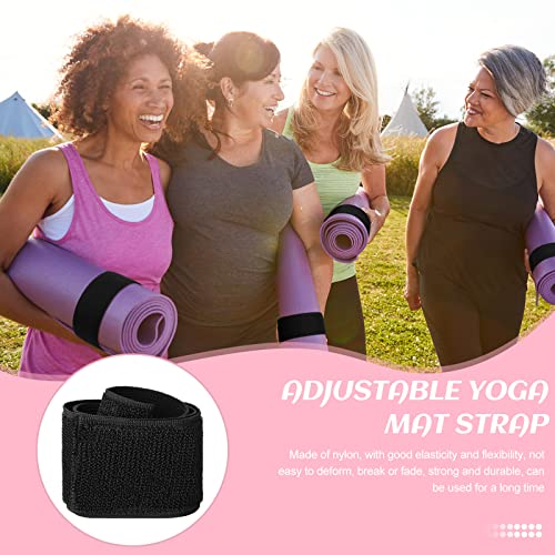Honoson 4 Pcs Nylon Yoga Mat Strap Bungee Band for Mat Storage, Black