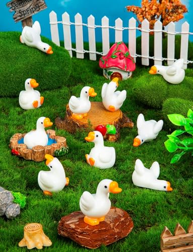 36pcs Mini Resin Goose Figurines, Tiny Animal Figurine Bulk, Small Desk Goose Decor for Garden Lawn Yard Micro Landscape Aquarium Potted Ornament DIY Craft