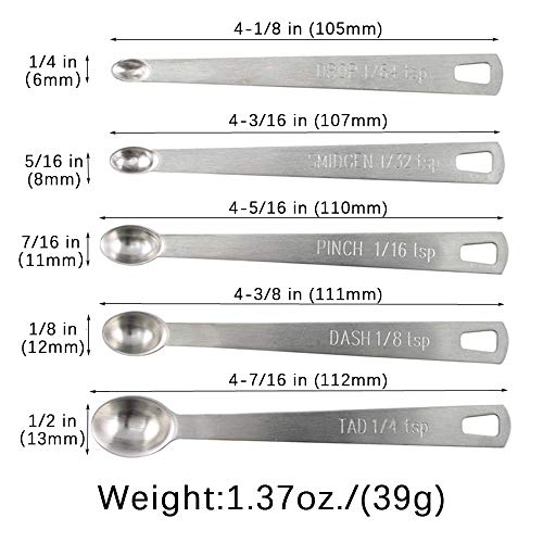 2Pack Mini Measuring Spoons Set, Heavy Duty Stainless Steel Teaspoon for Cooking and Baking, Suitable for Small Amount of Dry or Liquid Ingredients and Spices