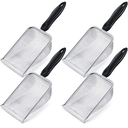 4 Packs Reptile Sand Stainless Steel Fine Mesh Reptile Substrate Metal Sand Shovel Sifter Litter Cleaner Corner Scoop Shovel Cleaner Scooper for Bedding Aquarium Terrarium Accessories
