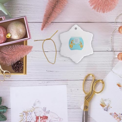 3 inch Snowflake Porcelain Ornament - There were Two Goldfish in A Tank Joke Vector Art - Goldfish