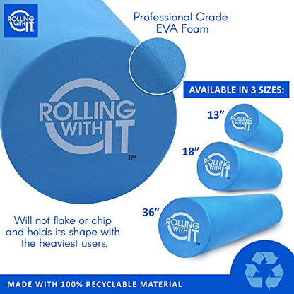 Rolling With It High Density Foam Roller for Physical Therapy - size: 18 x 6 Inch