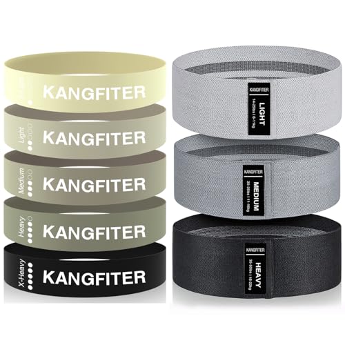 KANGFITER Non-Slip Fabric Resistance Bands for Working Out 3 Levels | Loop Exercise Bands for Booty Leg Butt Glute Hip, Elastic Stretch Workout Bands for Women Men Home Gym Fitness Yoga Pilates - color: 3.Grey Set