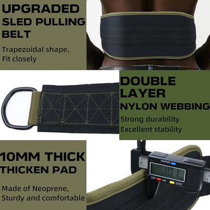 Sled Pulling Belt, Weight Belt for Sled Pulling 2 Pulling Straps | Belt for Sled Pulling. Adjustable fit for sled pulling and resistance training ,One size