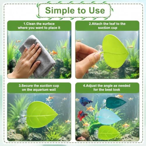 6PCS Frog Tank Accessories, Betta Leaf Hammock Set with Suction Cups, Beta Fish Hammock, Aquarium Decor for Sleeping and Resting, 3 Suction Leaf Beds in Transparent Green and Tender Green