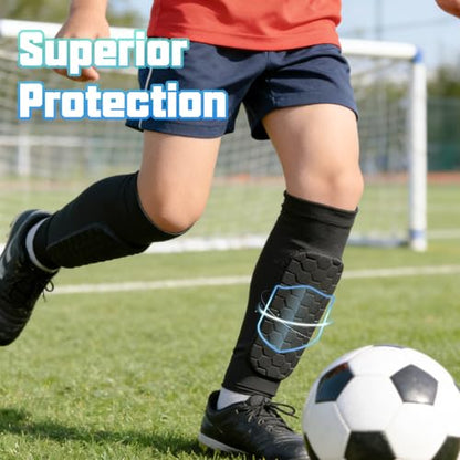 Soccer Shin Guards, Shin Defenders for Kids Youth Adult Ski Shin Guards Pads for 2-18 Years Old Calf Compression Sleeve with Honeycomb Pads, Lightweight Calf Protective Gear for Football - size: Small