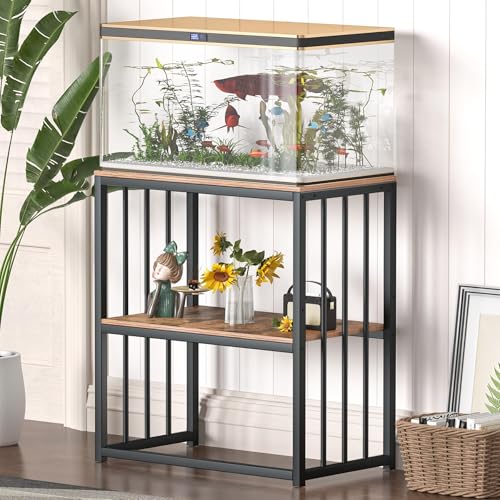20-29 Gallon Fish Tank Stand, Adjustable 2-Tier Metal Aquarium Stand with Shelf for Fish Tank Accessories Storage,Turtle Reptile Terrariums Stand Rack for Home Office,Tank not included