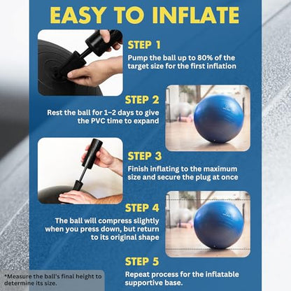 ProBody Pilates Yoga Ball Chair for Office - with Resistance Bands - size: 65 cm