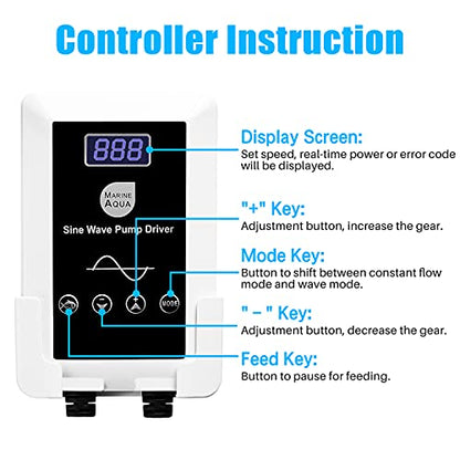 dc-9000 Silent Swirl Controllable DC aquarium Pump 60W 2377GPH marine wavemaker 24V return pump with sine wave Controller for salt/Freshwater fish reef tank sump Circulation
