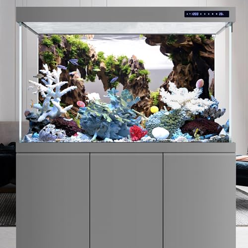 AWERT 48x20 inches Viewing Stone Fish Tank Background Aquatic Plant River Bed & Lake Aquarium Background Seaweed Aquarium Vinyl Background - size: 48x20in/120x50cm