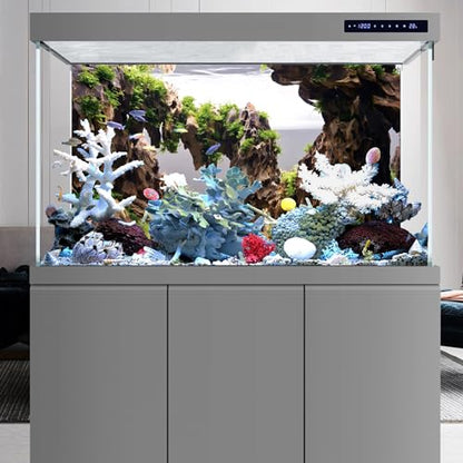 AWERT 48x20 inches Viewing Stone Fish Tank Background Aquatic Plant River Bed & Lake Aquarium Background Seaweed Aquarium Vinyl Background - size: 48x20in/120x50cm