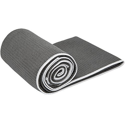 Hot Yoga Towel - Mat-Sized, Microfiber, Super Absorbent, Anti-Slip, Injury Free, 24" x 72" - Best Bikram Yoga Towel - Exercise, Fitness, Pilates Gear - color: Gray