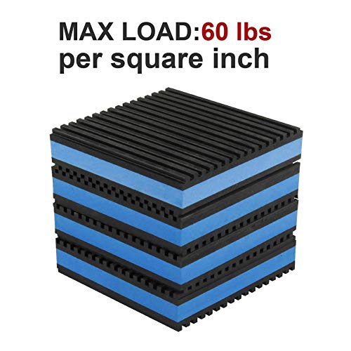 Rubber Anti-Vibration Isolator Pads,Heavy Duty Blue EVA Pad for Air Conditioner,Compressors,HVAC,Treadmills etc(4'' X 4'' X 7/8") - size: 4'' X 4'' X 7/8"