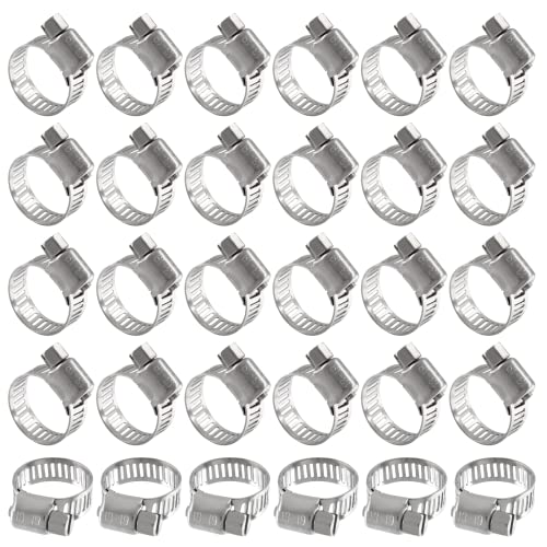 30 Pack Stainless Steel Hose Clamps, Adjustable 1/2 Inch to 3/4 Inch (13mm-19mm) Worm Gear Drive Pipe Tube Clamps for Plumbing, Automotive and Mechanical