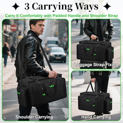 Large Dj Cable Bag with Detachable Dividers, Bottom Pad - color: Green, style: Dj Cable Bag