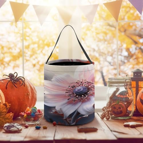 Halloween Trick Or Treat Bags With Handles Collapsible Candy Bucket Reusable Flower Blossom Printed Goody Bucket For Holiday Party Gifts - color: Flower Blossom