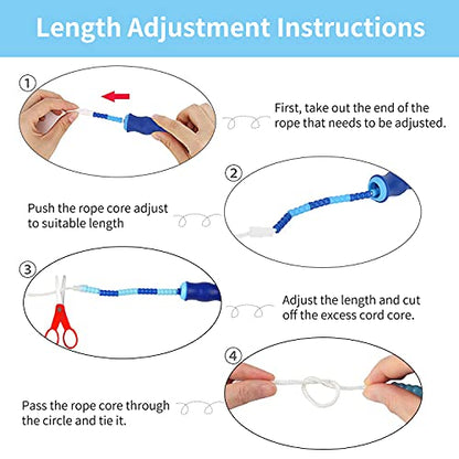 Leeboom Jump Rope, Adjustable Length Tangle-Free Segmented Soft Beaded Skipping Rope, Fitness Jump Rope for Kids, Man, and Women Weight Loss 9.2 Feet - color: Blue