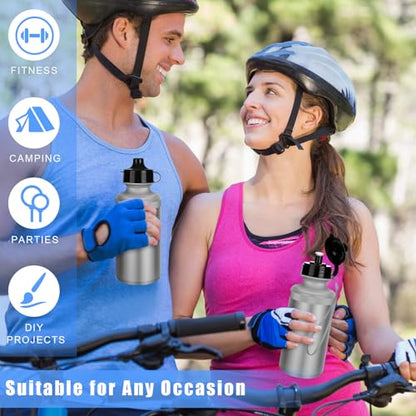 Zubebe 36 Pcs Sports Water Bottles Squeeze Bulk 21 oz | Reusable Plastic Water Bottles with Carry Strap, Back to School Supplies Summer Team Gifts for Students Travel Hiking Cycling - color: Silver Gray