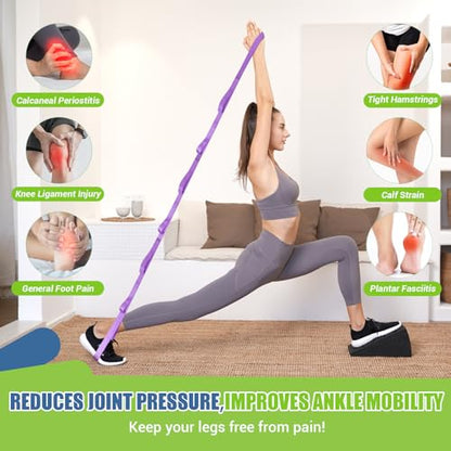 ODCPN Squat Wedge Block, 5 Adjustable Angles Slant Board for Calf Stretching with Stretching Strap & Poster, 520 LBS Heel Elevated Squat Wedge Capacity for Yoga, Ankle Physical Therapy & Mobility