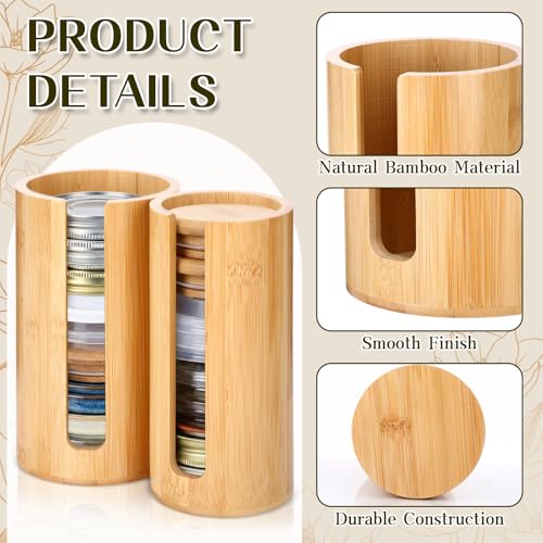 LemonRoad 4 Packs Mason Jar Lid Organizer Vertical Bamboo Storage Holder Fits Wide Mouth and Regular Mouth Mason Jar Accessories for Canning Lid Kitchen Rack Cabinet Organization (Single Sided Open) - style: Single Sided Open