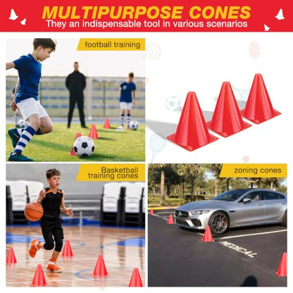7 Inch Soccer Cones 12pcs Colors Cones Field Plastic Small Cones - color: red