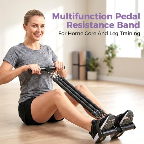 Pedal Resistance Band with Handle, 2026 Upgrade Multifunction Pedal Resistance Band, Elastic Pull Rope for Abs, Legs, Glutes, Arms, Waist